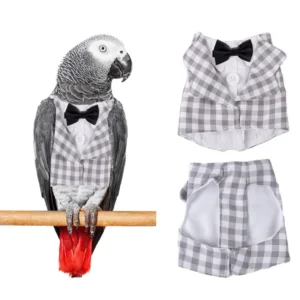 Cute Birds Flight Suit with Bow Tie Parrot Clothes Cute Business Uniform for Parakeet African Grey Mini Macaw Bird Supplies