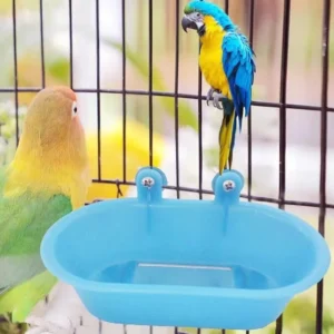 Bird Perch Shower Pet Bird Bath Cage Basin Parrot Bath Basin Supplies With Mirror Food Bowl Birds Accessories