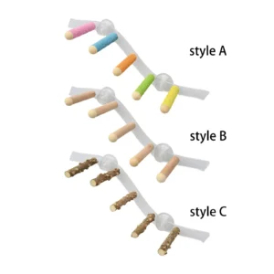 Suction Cup Wood Perch Toy Cage Accessories Ladder Parrot Perch Stand for Cockatiel Hummingbird Bluebirds Parakeet Budgie