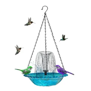 Hanging Bird Bath With Solar Water Fountains Multi-Functional Hummingbird Bath Bowl Outdoor Feeder And Drinking For Bird Bath