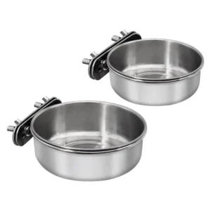Pet Feeding Bowl for Birds Stainless Steel Cage Feeding Bowls with Clamp Holder Pet Feeder Accessories for Parrot
