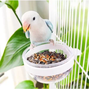 1PCS Bird Feeding Bowl Detachable Transparent Bowl Plastic Food Cup for Cage Convenient Hanging Seed Water Feeder for Parrots