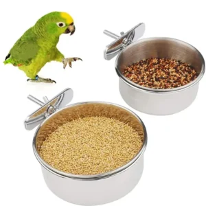 Pet Birds Cage Bowl Hanging Cage Bowl Dish Cup Anti-turnover Stainless Steel Feeding Food Drinking Feeder for Parakeet Lovebird