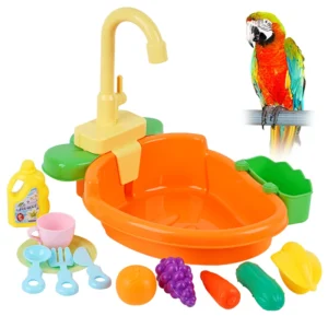 1set Bird Bath Tub With Faucet Pet Parrots Parakeet Parrot Automatic Bathtub Spa Pool Shower Multifunctional Toy Cleaning Tool
