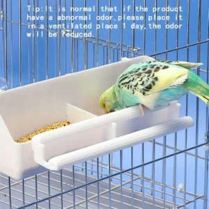 1 Pc - Double Grid Stand Bird Feeding Trough Parrot Feeder Pet Food Bowl Sink Bowl