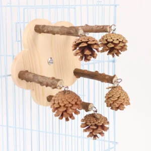 Wooden Bird Rotating Perch Toy Parrot Perch Stand Cage Accessories for Parakeet Parrot Finches Budgies Bird Supplies