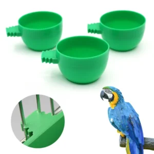 Hot Sell Parrot Bird Hamster Feed Bowl Cage Hanging Round Drinking Food Feeder Plastic Water Cup Bowl Feeding Bowl Tools 1PCS