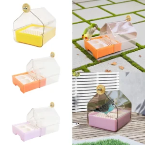 Hanging Bird Bath with Feeder House Food Feeder Holder Clear Bird Bathtub for