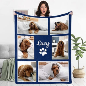 Personalized Pets Blanket with Photos, Custom Dog Blanket for Small Dogs, Personalized Dog Blankets with Picture, Dog Memorial Gifts for Loss of Dog, Gifts for Pets Bereavement/Passing Away