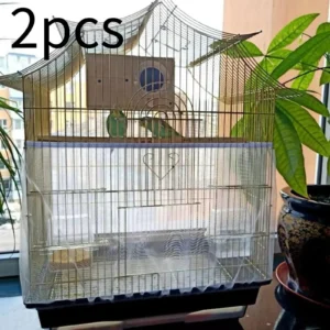 2Pcs Universal Bird Cage Mesh Covers Indoor Elastic Dustproof Birdcage Protector for Parrot Budgies Cockatoo Cage Accessories