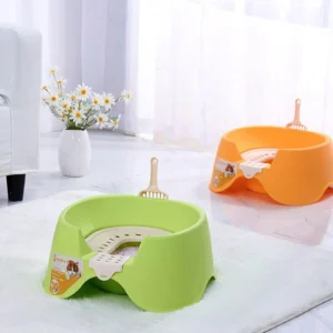 Cat Litter Basin Open Top Pet Litter Tray Squat litter box for cats Splashproof Kitty Litter Pan High Sides for All Kinds of Cat