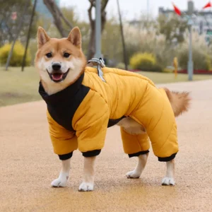 Winter Modern Eco-friendly Cotton-Padded Dog Jacket Reflective Warm Windproof Cold-Proof for Four-Legged Puppies Chai