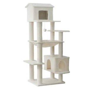 Wholesale Manufacturer Custom Luxury High Quality Modern Large Light Gray Plush Cat Tree Tower Scratcher Creative Cat Tree House