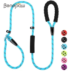 Benepaw Anti-Choking Dog Leash For Medium Large Dogs  Padded  Reflective Strong Sturdy Traffic Two Handles Slip Lead Rope Pet
