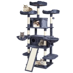 DB Wholesale 68.5" Modern & Cute Cat Tower Indoor Cat Tree with Cat Condos and Sisal Scratching Post Packaged in Carton