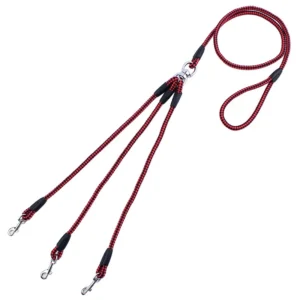 3 Way Couplers Pet Walking Lead 55" Long Nylon Braided Rope Dog Leash For 3 Dogs small dog harness
