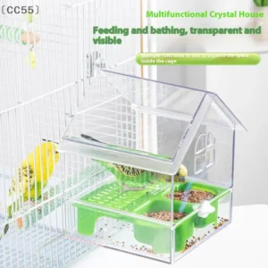 〔CC55〕Hanging Parrot Feeder Prevent Scattering Bird Feeding Bowl Multifunction Bird Bath Parakeets Bathtub Bird Cage Accessories