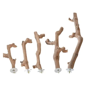 Suction Cup Wood Perch Toy Climbing Playing Parrots Cage Perch Toy for Budgie Small Medium Birds Lovebird Cockatiel Hummingbird
