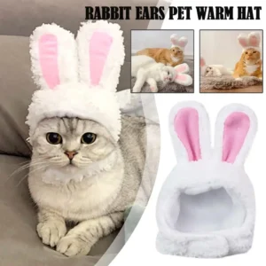 Cat Decorative Pet Products New Warm Cat Head Cover  Clothes Plush Cat Rabbit Hat Pet Ear Hat Accessories Lamb T8T4