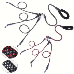 1PC No-Tangle 3-Dog Leash - Main Lead Rope with Padded Handle,Detachable Leash Splitters, for Walking, Running, Small, Medium