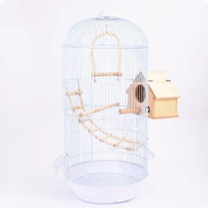 Original Bird Cage Parrot Cage Round Elevated Iron Bird Cage Nordic Art Style Parrot Cage Double Deck Ornamental Cage with Acce