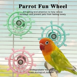 Interactive Parrot Fun Wheel Toy Bird Cage Toy For Parrots Rotating Treat Dispenser For Mental Stimulation Entertainment
