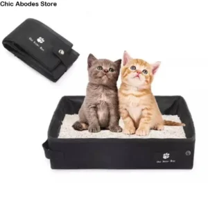 Easy To Clean Waterproof Portable Cat Litter Box Oxford Reusable Pet Garbage Bin Folding Cat Litter Potty for Cats and Dogs