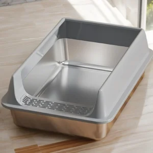 Stainless Steel Litter Box, Semi-enclosed Splash-proof And Leak-proof Design, Removable Lid, Suitable For Big Cats, And More
