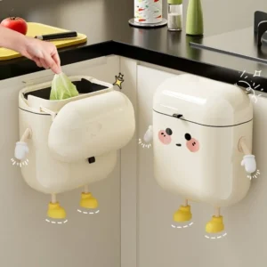 Practical 9L/12L Litter Bins Cartoon with Cover Wall Hanging Trash Can Separate Trash Large Capacity Recycle Bin Kitchen