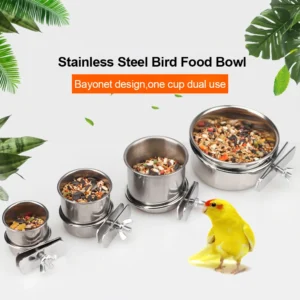 Hanging Cage Bowl for Pet Birds Anti-turnover Stainless Steel Feeding Food Drinking Feeder Dish Cup for Parrot Parakeet Lovebird