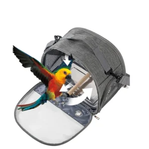 Portable Parrot Carrier Bird Backpack with Perch & Side Window Foldable Small Pet Travel Cage Practical Bird Supplies for Trips