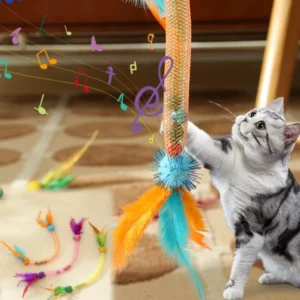 Cat Springs Toys String Tubing with Feather Spring Elastic Cat Toy Interactive Scratching Feather Toys Pet Catnip Products gatos