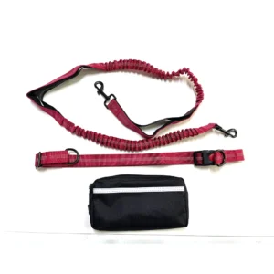 Hands-free dog running leash with adjustable belt, double handle elastic elastic strap retractable rope for medium and large dog