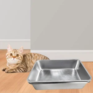 Cat Litter Box Stainless Steel Large Capacity Sand Box Kitten Potty Toilet