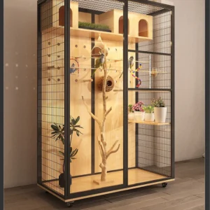 Parrot solid wood special bird cage
