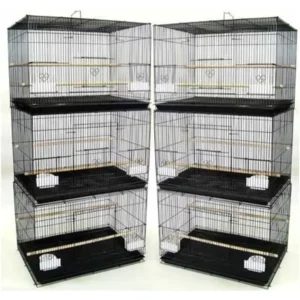 6 Breeding Bird Carrier Cage for Parakeet Canary Finch Loverbird (Black)