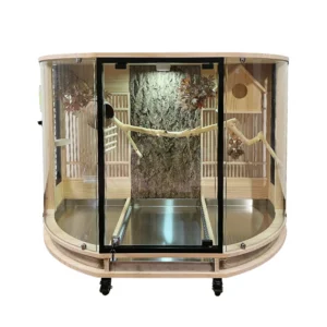 Parrot bird cage villa panoramic luxury solid wood macaw gray parrot monk large special splash-proof small golden sun