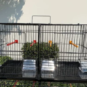 Set of 4 Stackable Breeding Bird Cage for Canary Finch Small Birds (Black)