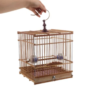 Bird Cage Bamboo Songbird with Tray for Songbirds Birdcages Light Brown Parrot Finch Travel
