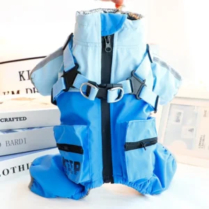 2025 New Winter Dog Jumpsuit Thick Warm Cotton Padded Double Pockets 4-Legged Pet Clothes Outfit with Traction Adjustment