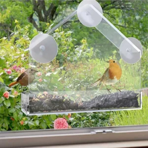 NEW Window Type Bird Feeder, Reusable Tray, Waterproof Transparent Squirrel Food Container, Outdoor Suction Cup Installation