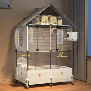Large Bird Cage for Parrots Spacious Aviary with Standing Pole Luxury Cockatiel & Budgie Habitat Anti-Scatter Design Bird Villa
