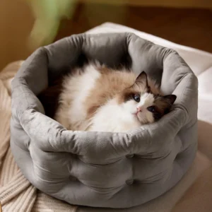 Small pet PP cotton dotted non-slip bottom kennel, cylindrical bucket-shaped washable cat bed with cushion