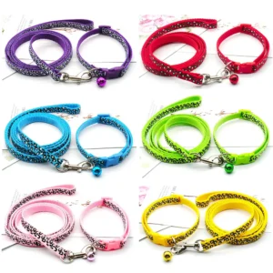 1pcs Lovely Dog Leash and Collar Set 1.2M for Puppy Cat Traction Rope Dog Collar Harness Durable Walking Pet Supplies Anti-lost