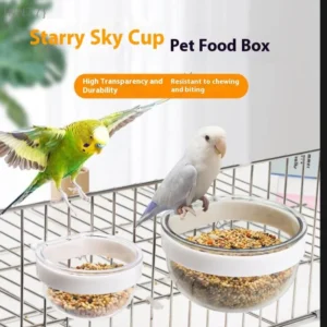 Detachable Transparent Bird Feeding Bowl - Plastic Food Cup For Cage, Convenient Hanging Seed & Water Feeder For Parrots