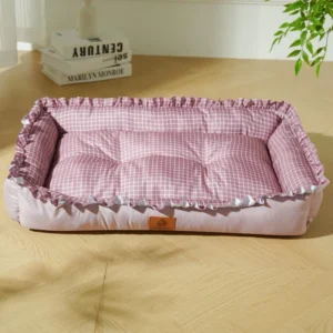 Small Dog & Cat Bed - Summer Cooling Pet House with Lace Trim, Breathable Mat for Puppy/Kitten