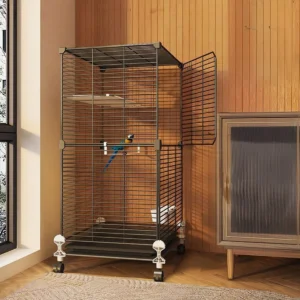 Bird Cage Parrot Cage Household Large Black Phoenix Tiger Skin Peony Pearl Special Large Bird Cage New Black Iron Mesh Multi-Layer Pigeon Cage