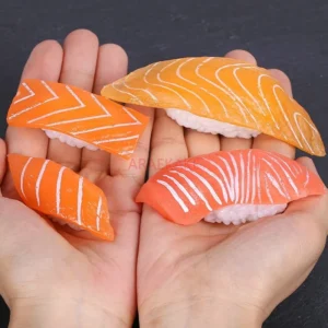 1pcs Simulated salmon model, salmon slices, sushi food, seafood dishes, plate arrangement, photography, display props, toys