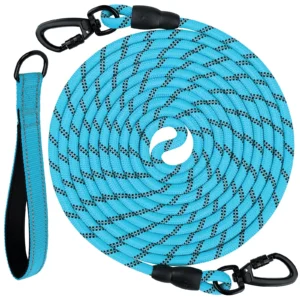 30FT Long Leash for Dog with Removable Padded Handle, Reflective Training Leash for Play, Camping, Backyard Tie Out