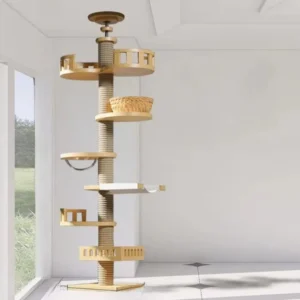 Solid Wood Cat Climbing Frame Vertical Pet Toy Cat Scratching Board Multifunction Large Cats Villa Climbing Pillar Tree House